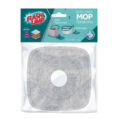 Refil para Mop Giratório Água Limpa Flash Limp Microfibra Lavável Cinza