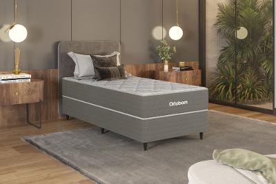Conjunto Cama Box Solteiro Ortobom Elite Molas Ensacadas SuperPocket e Ortopillow 88x188x55cm