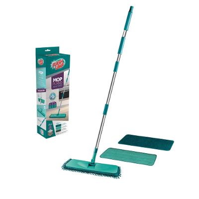 Mop Plano 3 em 1 Flash Limp Evo com Base Flexível Cabo em Inox Verde e Escova