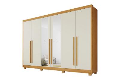 Guarda-Roupa Casal Mademarques Coliseu 6 Portas de Bater Espelho 4 Gavetas