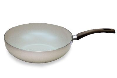 Frigideira Wok Multiflon Ekó 28 cm Alumínio Antiaderente 7 Camadas Bege Sustentável