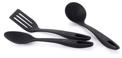 Jogo de Espátulas Multiflon em Nylon 3 Peças para Utensílios Antiaderentes Preto