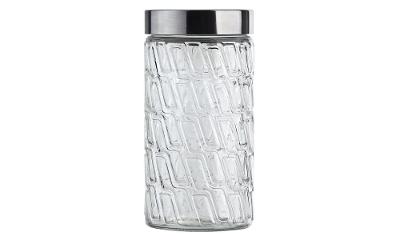 Pote de Vidro Euro Home Mosaico com Tampa Inox 1,5L para Mantimentos