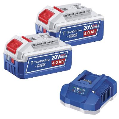 Kit 2 Baterias Tramontina by Total 20V 4,0Ah Lithium-Ion + Carregador 4,0A Bivolt