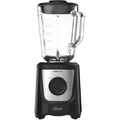 Liquidificador Oster Power Black Inox 1,5L 750W Jarra de Vidro 5 Velocidades