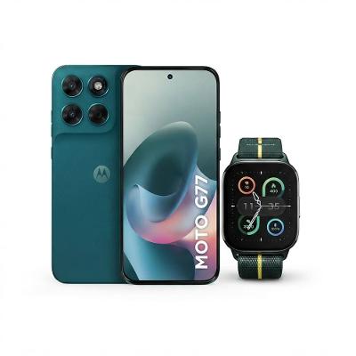 Kit Motorola Moto G77 256GB 5G 108MP + Smartwatch Moto Watch Fit GPS Verde