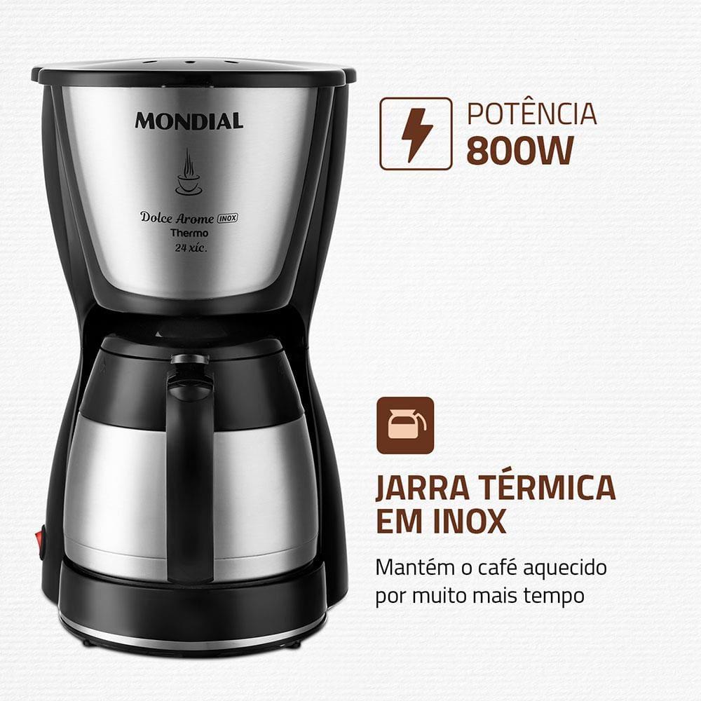 Cafeteira Elétrica Mondial Dolce Arome Thermo Inox C-33 JT 24 Xícaras - Preta - 3