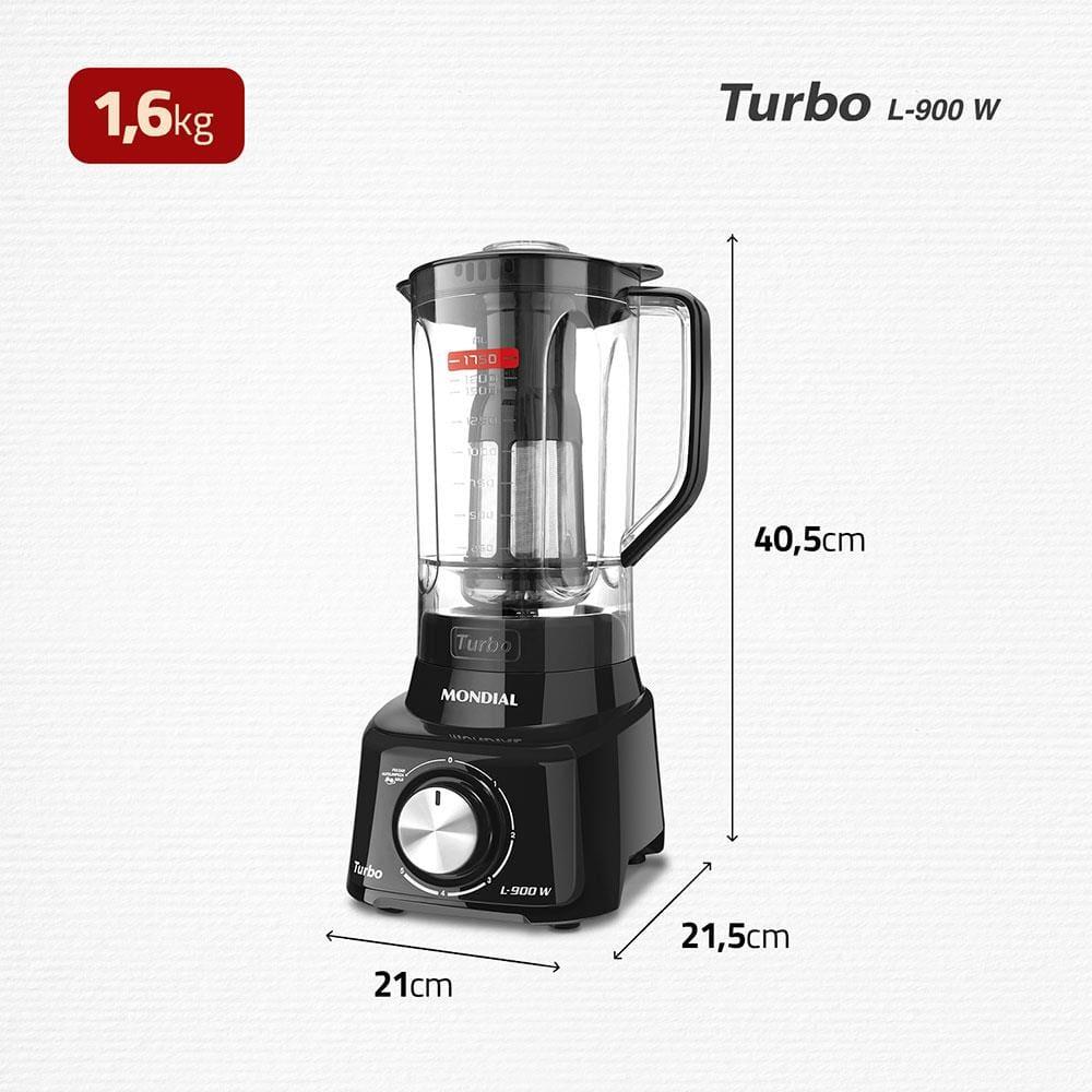 Liquidificador Mondial Turbo Full Black L900FB Preto 900W com 5 Velocidades - 9