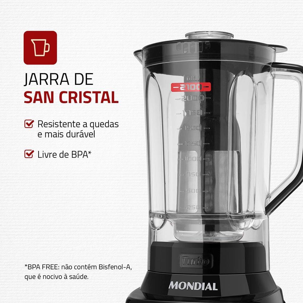 Liquidificador Mondial Turbo Inox L1200 BI Preto/Inox 1200W com 12 Velocidades - 3