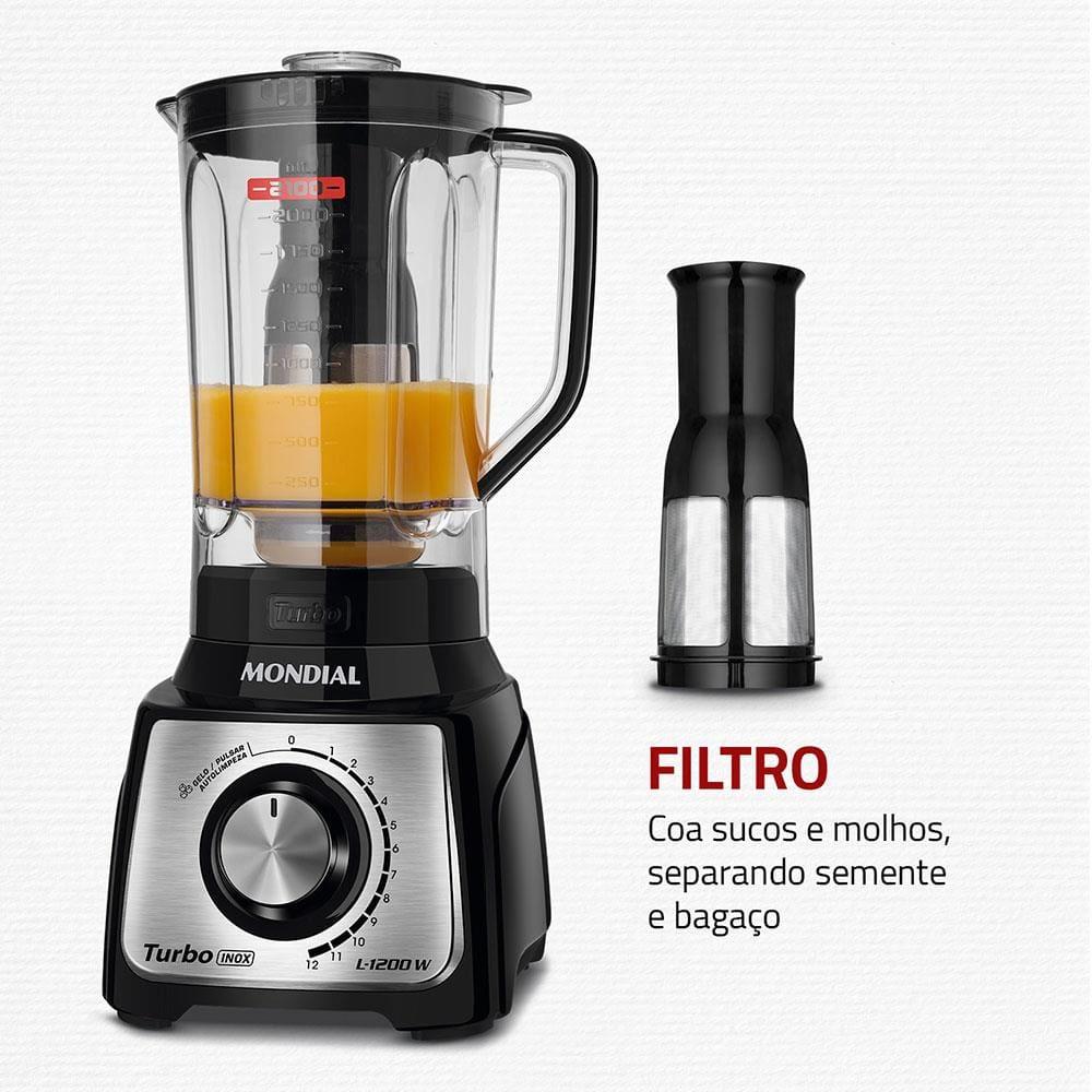 Liquidificador Mondial Turbo Inox L1200 BI Preto/Inox 1200W com 12 Velocidades - 4