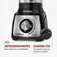 Liquidificador Mondial Turbo Inox L1200 BI Preto/Inox 1200W com 12 Velocidades - 7