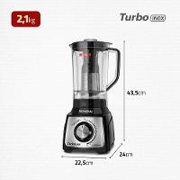 Liquidificador Mondial Turbo Inox L1200 BI Preto/Inox 1200W com 12 Velocidades - 10