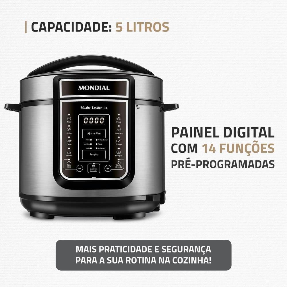 Panela de Pressão Elétrica Mondial 5L Digital Master Cooker PE-38 5L Preta - 2