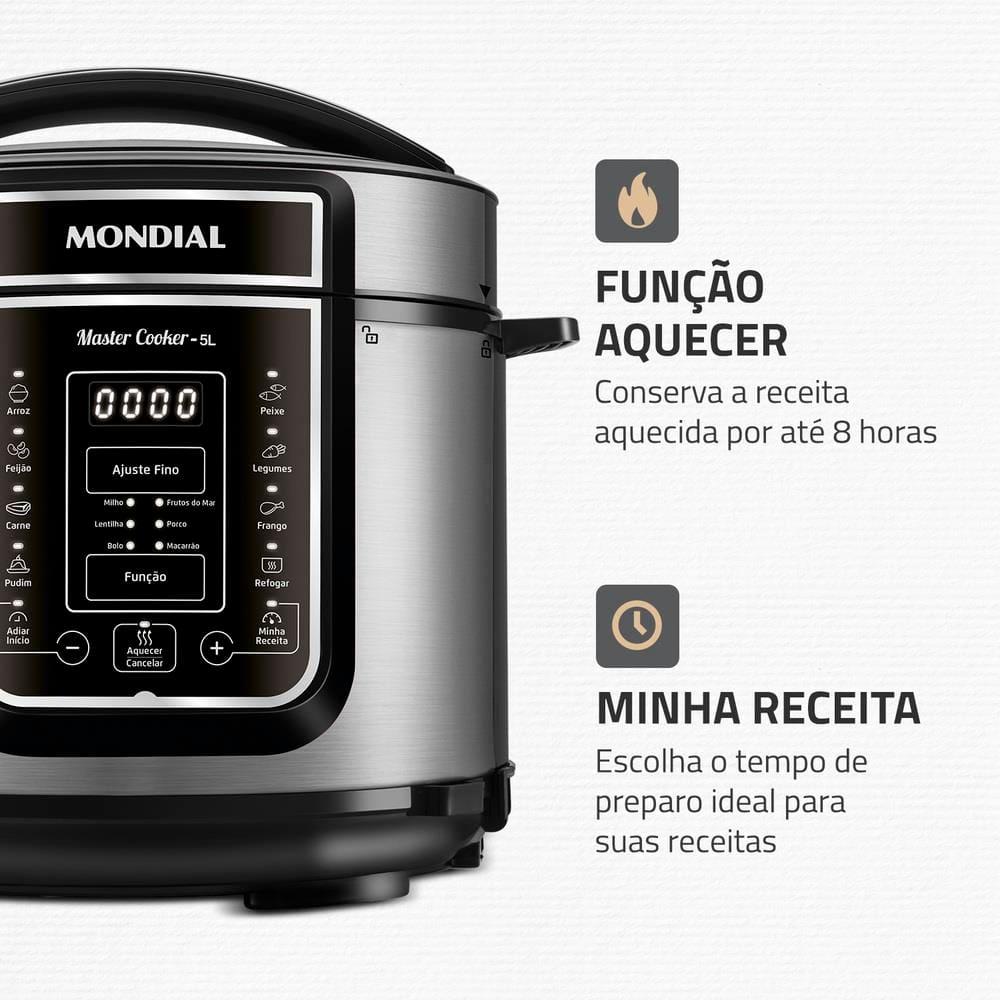 Panela de Pressão Elétrica Mondial 5L Digital Master Cooker PE-38 5L Preta - 6