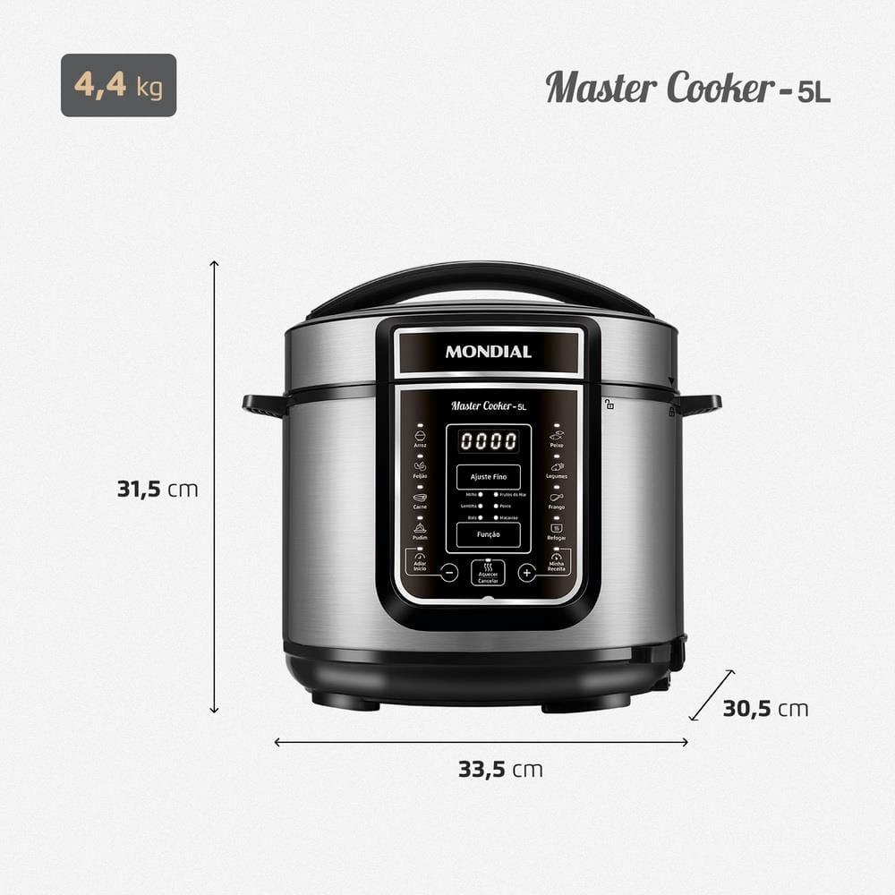 Panela de Pressão Elétrica Mondial 5L Digital Master Cooker PE-38 5L Preta - 9