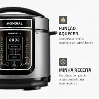 Panela de Pressão Elétrica Mondial 5L Digital Master Cooker PE-38 5L Preta - 6