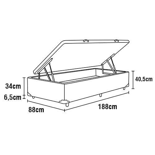 Base Box para Colchão de Solteiro Itaflex Universal com Baú 40,5x88x188 cm - Grafite Chumbo - 3