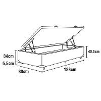 Base Box para Colchão de Solteiro Itaflex Universal com Baú 40,5x88x188 cm - Grafite Chumbo - 3