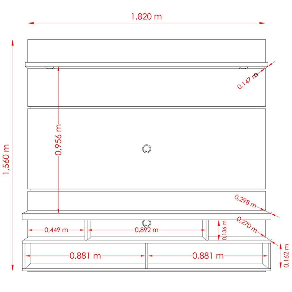 Painel com Bancada Suspensa Madetec Lana com 1,82 cm de Largura, Ideal para TV de Até 60” - 6