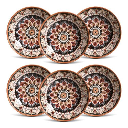 Conjunto de Pratos Fundos Porto Brasil Coup Damasco Estampado – 6 Peças