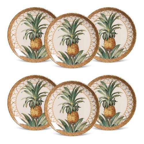 Conjunto de Pratos de Sobremesa Porto Brasil Coup Pineapple Natural 20 cm – 6 Peças