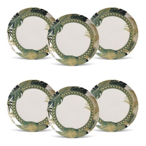Conjunto de Pratos Rasos Porto Brasil Coup Foliage Estampado – 6 Peças