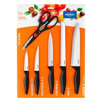 Conjunto de Facas e Tesoura Brinox em Aço Inox e Polipropileno Cross – 6 Peças - 1