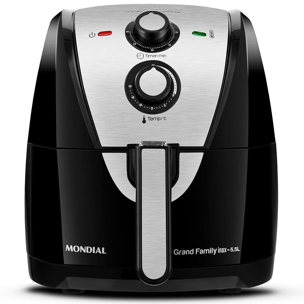 Fritadeira Elétrica Sem Óleo Air Fryer Mondial Grand Family AF-55I 5,5L – Preta/Inox - 1