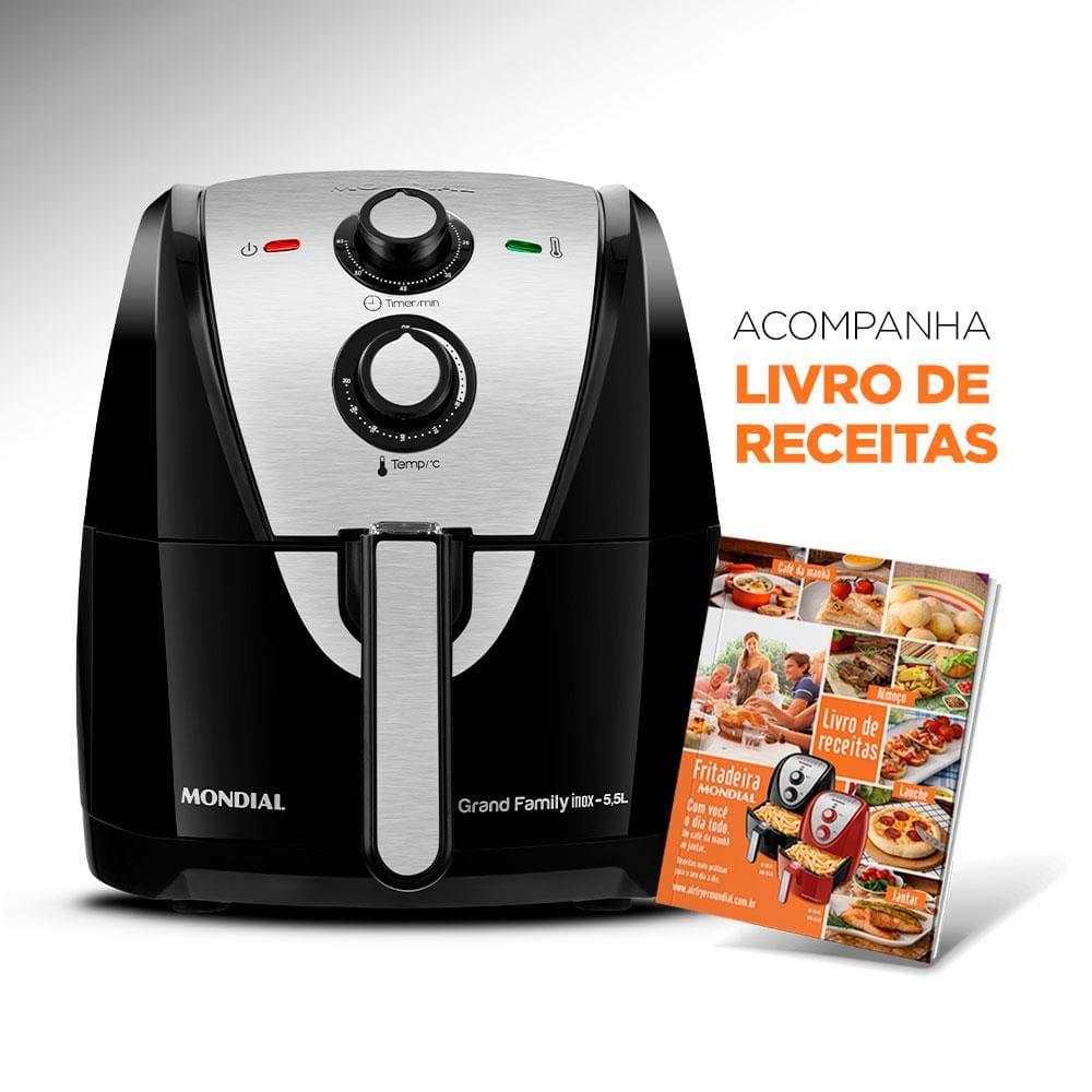 Fritadeira Elétrica Sem Óleo Air Fryer Mondial Grand Family AF-55I 5,5L – Preta/Inox - 6