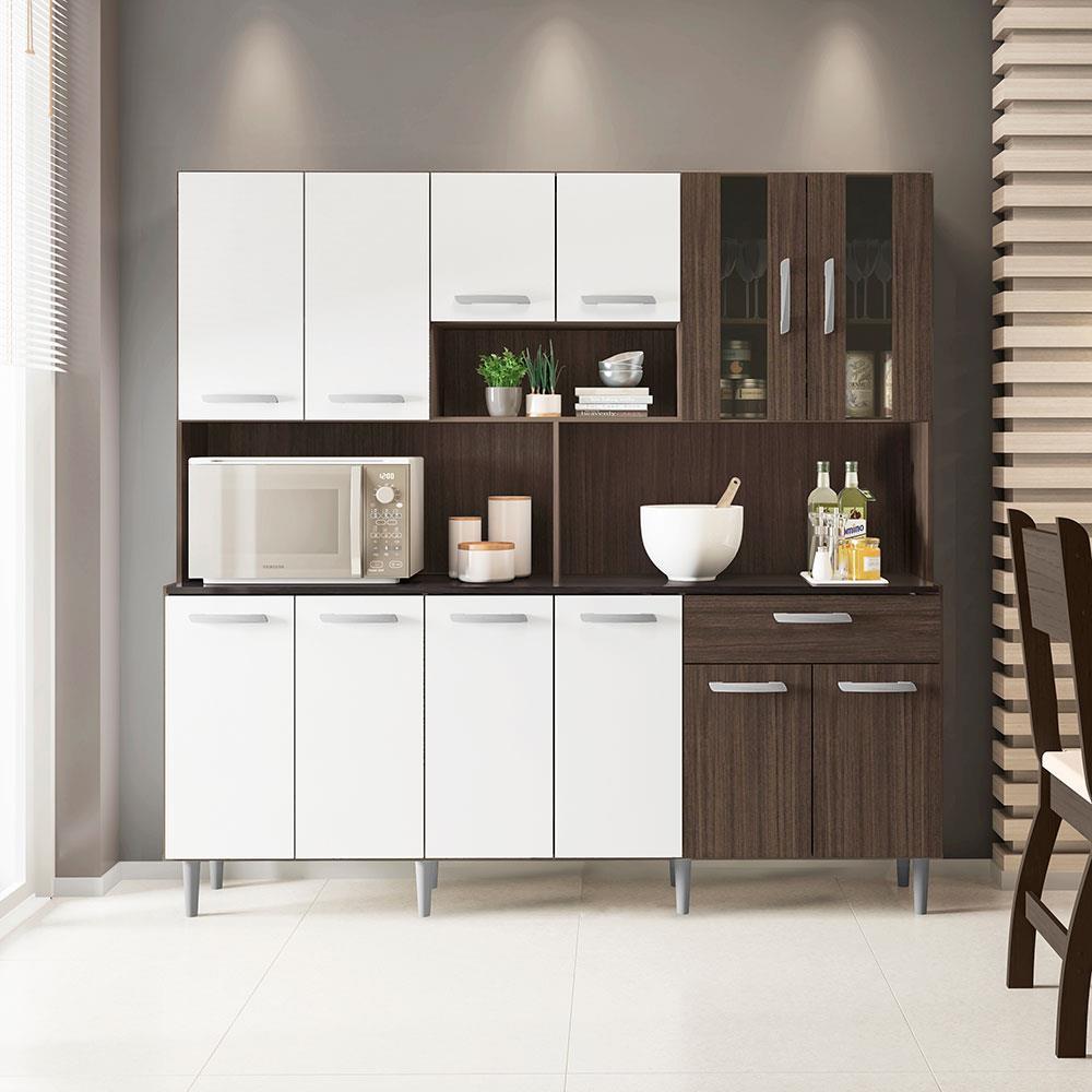 Cozinha Compacta Poliman Móveis Clara com 12 Portas e 1 Gaveta - 180cm de largura - 1