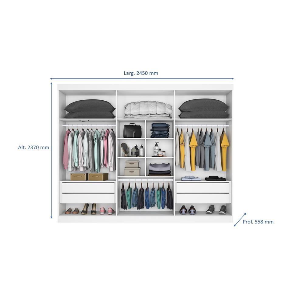 Guarda-Roupa Casal Mademarques Alba com Espelho, 6 Portas e 4 Gavetas - 5