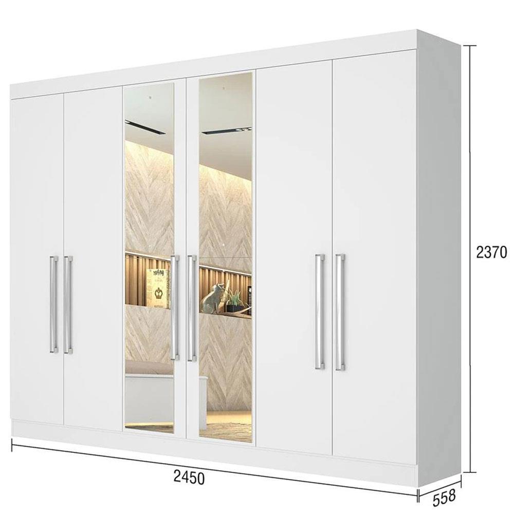Guarda-Roupa Casal Mademarques Alba com Espelho, 6 Portas e 4 Gavetas - 6
