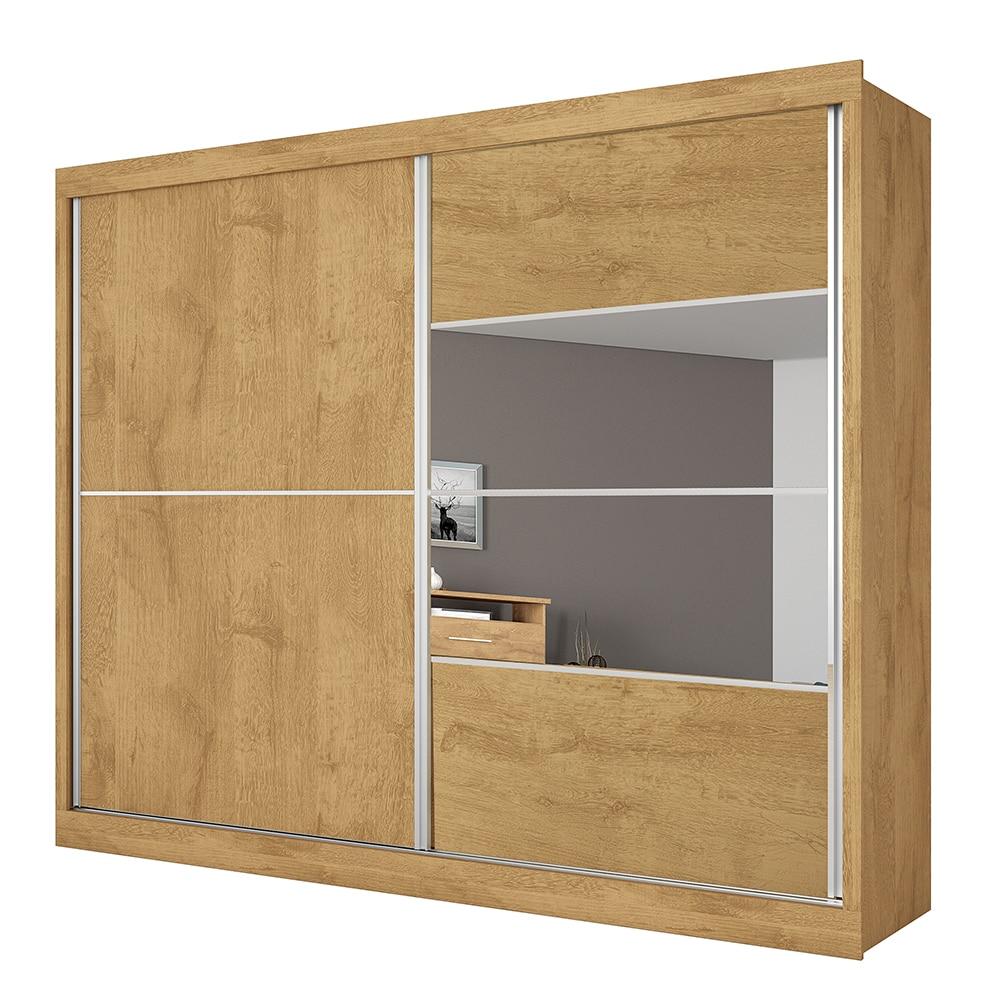 Guarda-Roupa Casal Móveis Europa Londres Flex com Espelho, 2 Portas de Correr e 4 Gavetas - 205cm de largura - 3