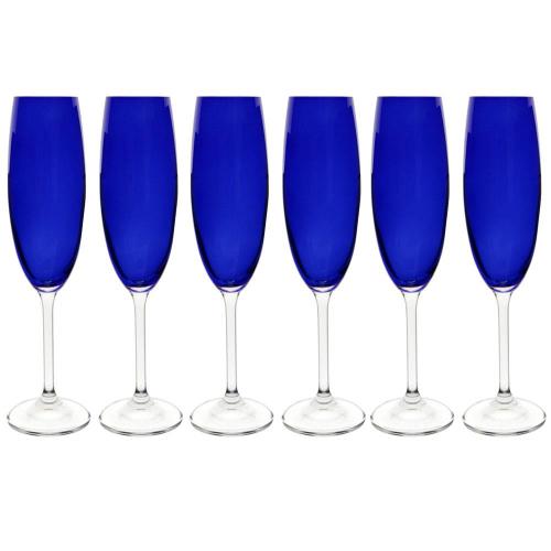 Conjunto de Taças para Champanhe Bohemia Gastro 220ml Azul Cobalto - 6 Peças
