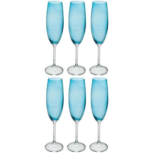 Conjunto de Taças para Champanhe Bohemia 57932 220ml Azul Turquesa - 6 Peças