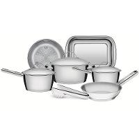 Conjunto de Panelas 7 Peças Tramontina Allegra em Aço Inox com Fundo Triplo e Tampas com Saída de Vapor - 1