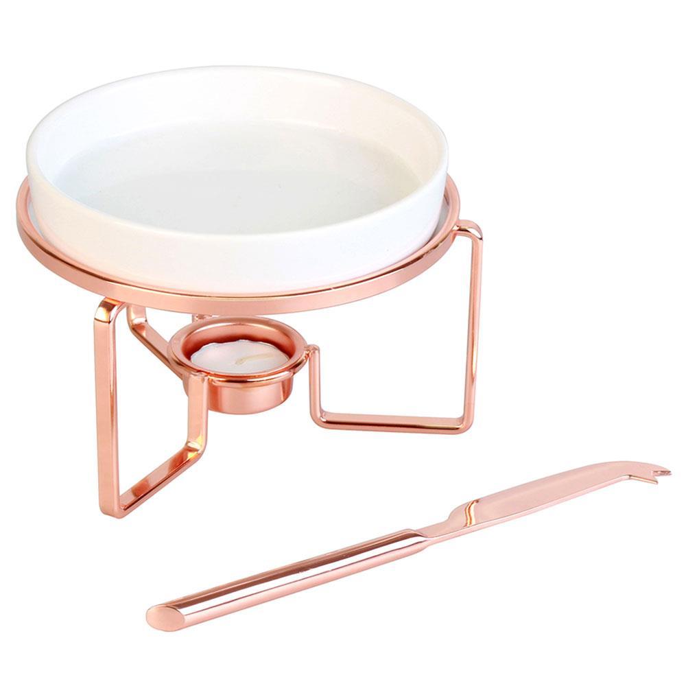 Rechaud para Queijo Fracalanza em Cerâmica com Faca em Aço Inox - Rose - 1