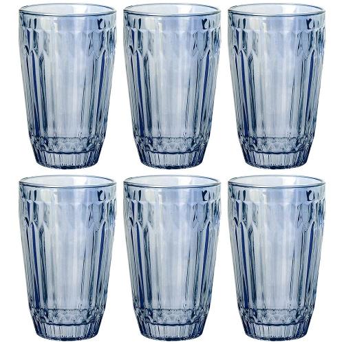 Conjunto de Copos Altos L`Hermitage Bretagne Azul Luster 355 ml - 6 Peças