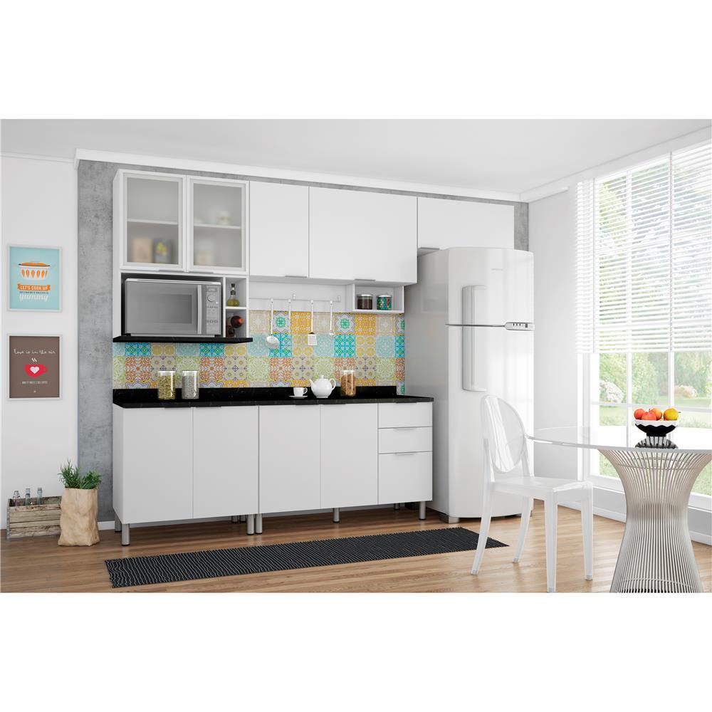 Cozinha Completa Bartira Rubi com 9 Portas, 3 Gavetas e 6 Prateleiras - 280cm de largura - 3