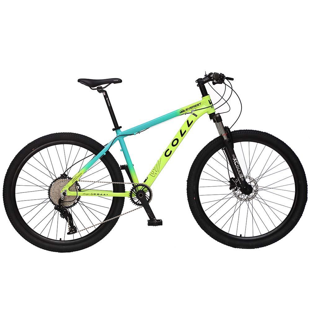 Bicicleta Aro 29 Colli Bike Everest 12 Marchas, Freios a Disco e Quadro de Alumínio - Verde Acqua/Amarelo Neon - 1