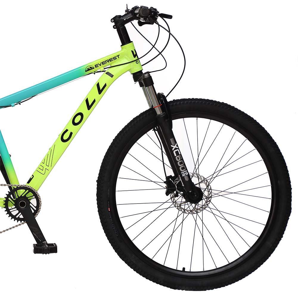 Bicicleta Aro 29 Colli Bike Everest 12 Marchas, Freios a Disco e Quadro de Alumínio - Verde Acqua/Amarelo Neon - 3