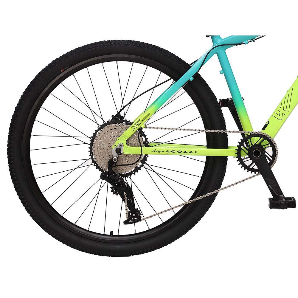 Bicicleta Aro 29 Colli Bike Everest 12 Marchas, Freios a Disco e Quadro de Alumínio - Verde Acqua/Amarelo Neon - 6