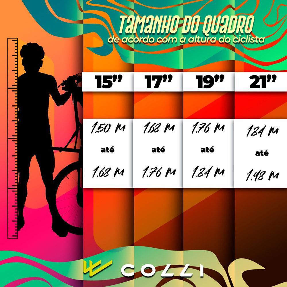 Bicicleta Aro 29 Colli Bike Everest 12 Marchas, Freios a Disco e Quadro de Alumínio - Verde Acqua/Amarelo Neon - 7