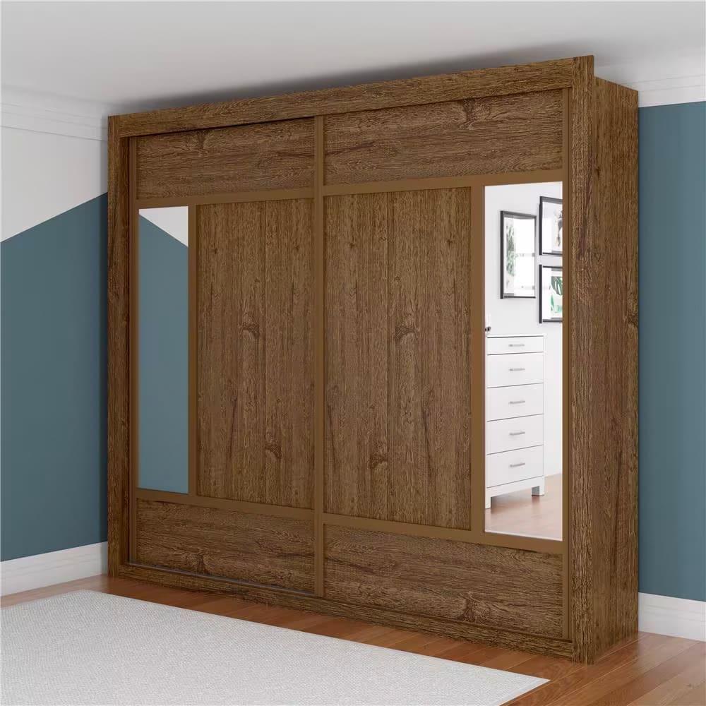 Guarda-Roupa Casal Europa Triunfo Flex com Espelho, 2 Portas de Correr e 6 Gavetas - 226cm de Largura - 10