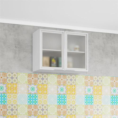 Armário Aéreo Bartira Rubi com 2 Portas de Vidro e 1 Prateleira - 80,1cm de largura