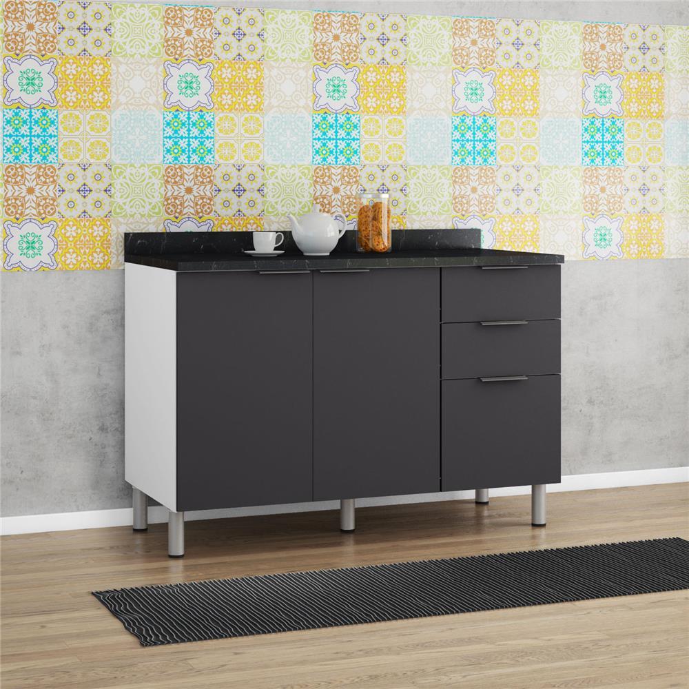 Balcão Triplo Bartira Rubi com 2 Portas, 3 Gavetas e 1 Prateleira - 120,1cm de largura - 1