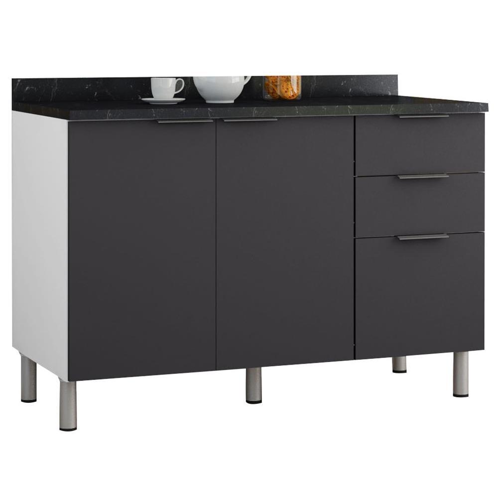 Balcão Triplo Bartira Rubi com 2 Portas, 3 Gavetas e 1 Prateleira - 120,1cm de largura - 2