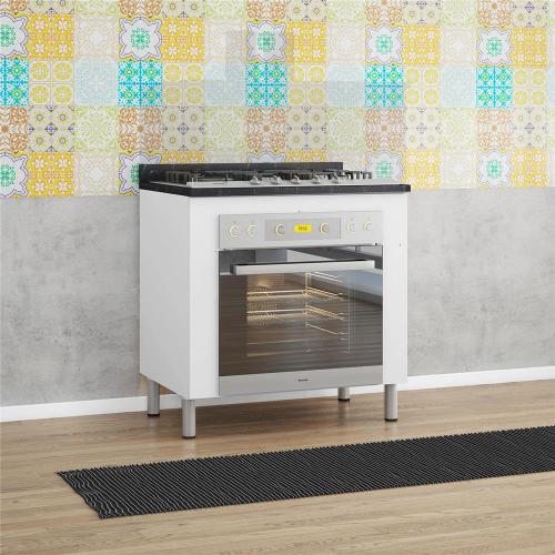 Balcão para Forno e Cooktop Bartira Rubi com 5 Bocas - 80,1cm de largura