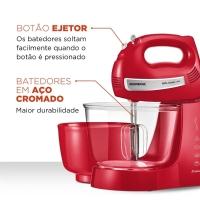 Batedeira Mondial Premium Vermelha Bella Massa Inox B-29 NP com 4 Velocidades e 500W