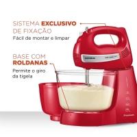Batedeira Mondial Premium Vermelha Bella Massa Inox B-29 NP com 4 Velocidades e 500W - 5